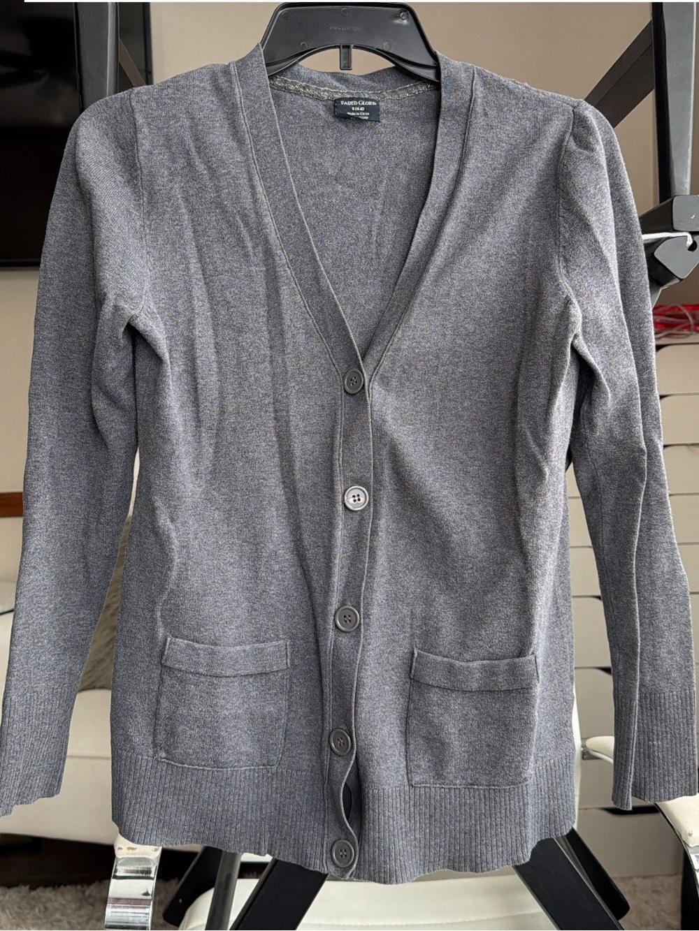 Faded glory button down grey sweater